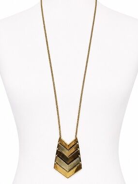 Geometric Chevron Pendant Necklace | Mixed Metal Statement Necklace